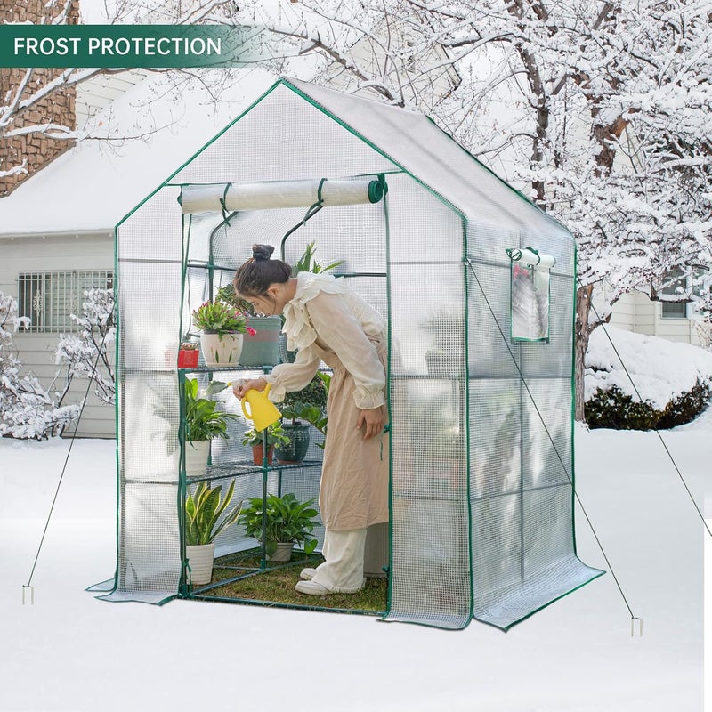 KOKSRY Greenhouses for Outdoors,Portable Walk in Greenhouse for Garden Plants That Need Frost Protection and Away from Pests,Animals(56"x55"x78")-White - Image 2